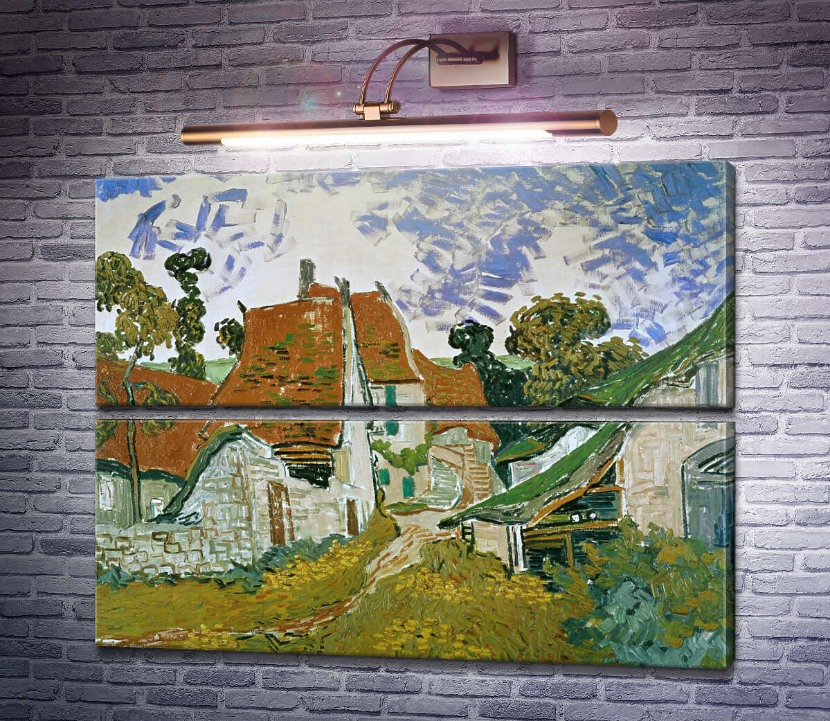Модульная картина Сельская улица в Овере (Village Street in Auvers), 1890 (Модуль №7) Винсент Ван Гог Модульная картина Сельская улица в Овере (Village Street in Auvers), 1890 (Модуль №7) Винсент Ван Гог