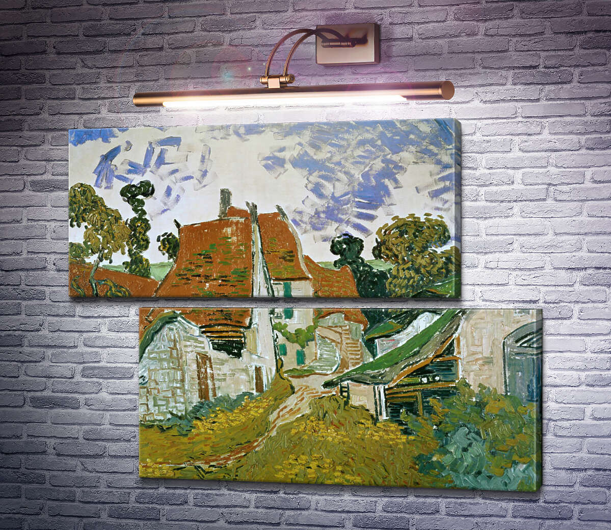 Модульна картина Сільська вулиця в Овері (Village Street in Auvers), 1890 (Модуль №8) Вінсент Ван Гог Модульна картина Сільська вулиця в Овері (Village Street in Auvers), 1890 (Модуль №8) Вінсент Ван Гог