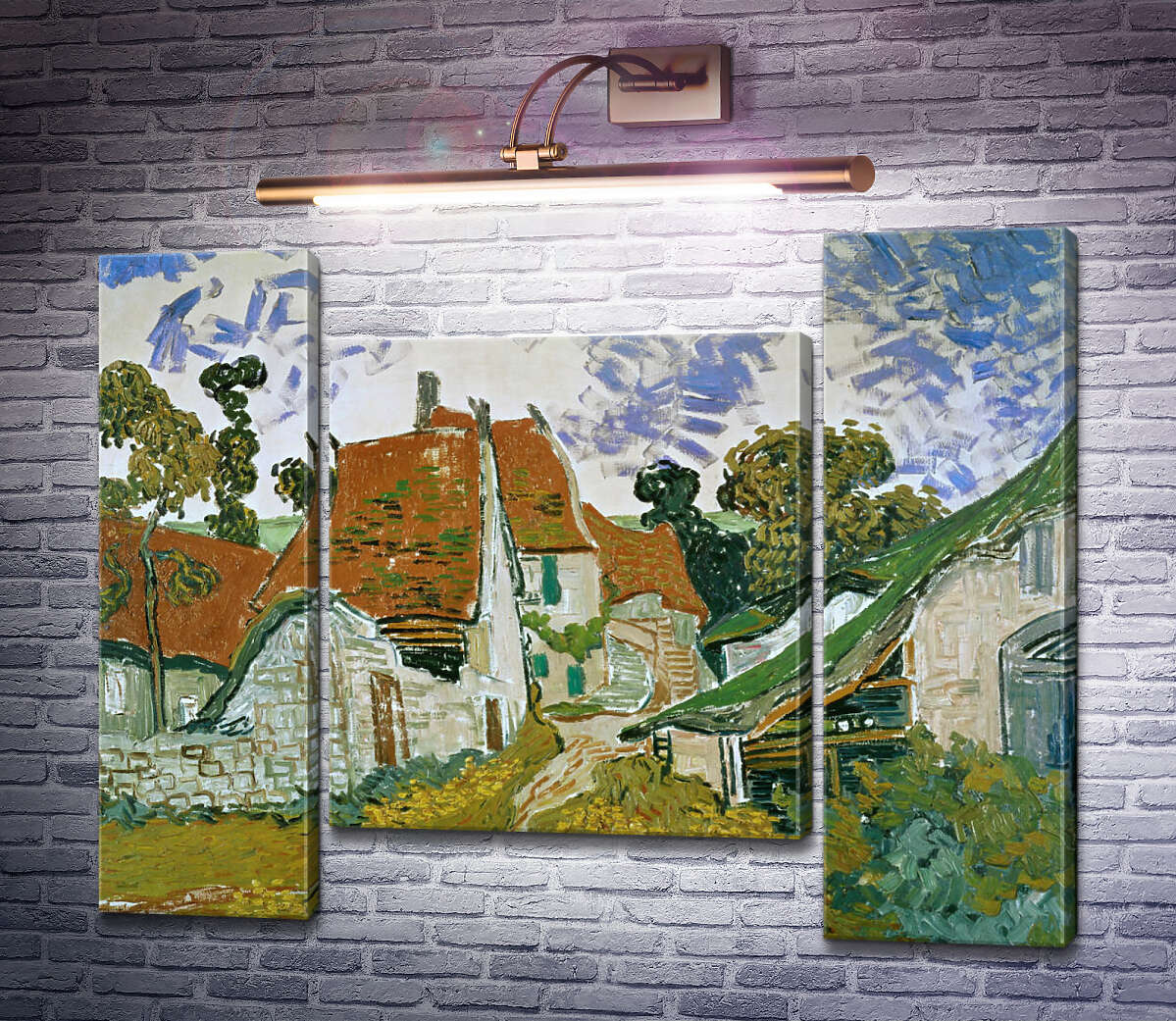 Модульная картина Сельская улица в Овере (Village Street in Auvers), 1890 (Модуль №11) Винсент Ван Гог Модульная картина Сельская улица в Овере (Village Street in Auvers), 1890 (Модуль №11) Винсент Ван Гог