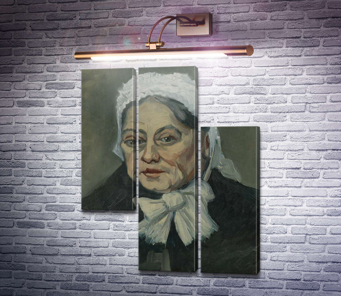 Модульная картина Голова пожилой женщины в белом чепце (Head of an Old Woman in a White Cap), 1885 b (Модуль №13) Винсент Ван Гог