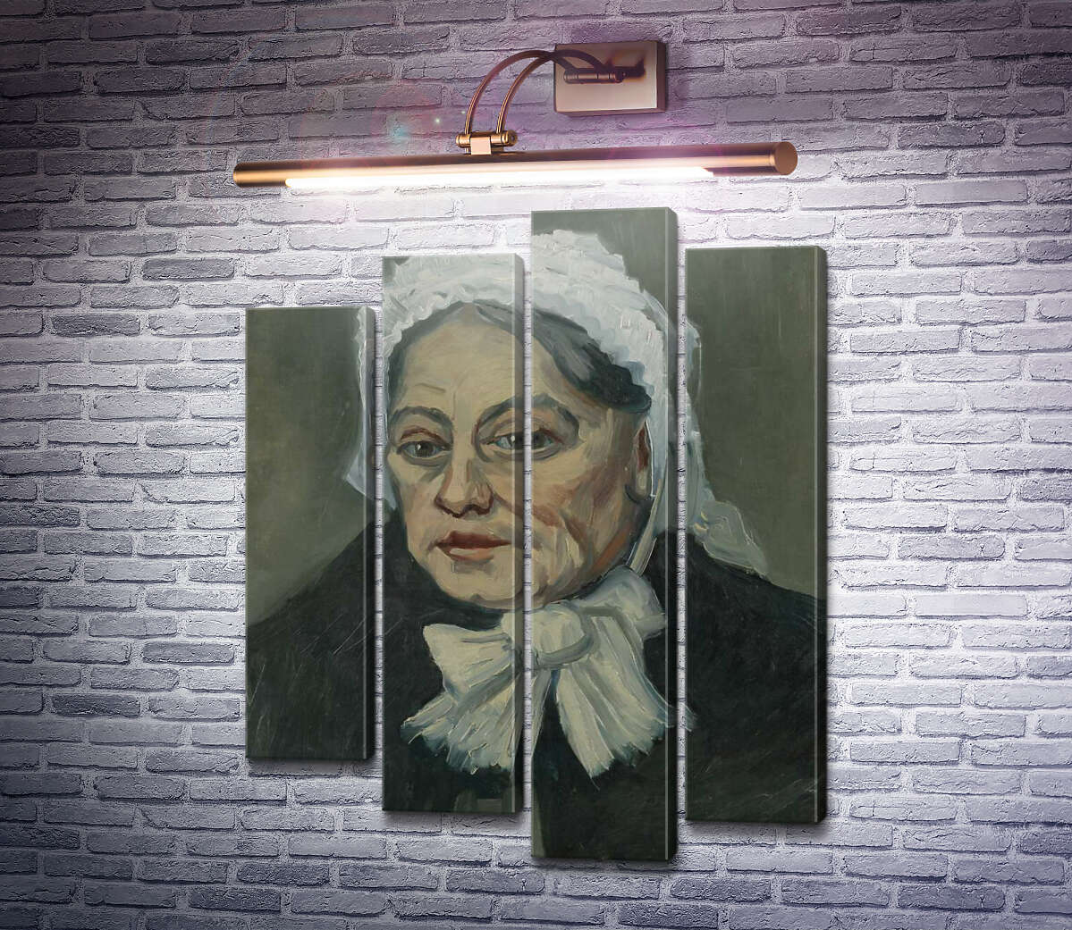 Модульная картина Голова пожилой женщины в белом чепце (Head of an Old Woman in a White Cap), 1885 b (Модуль №3) Винсент Ван Гог