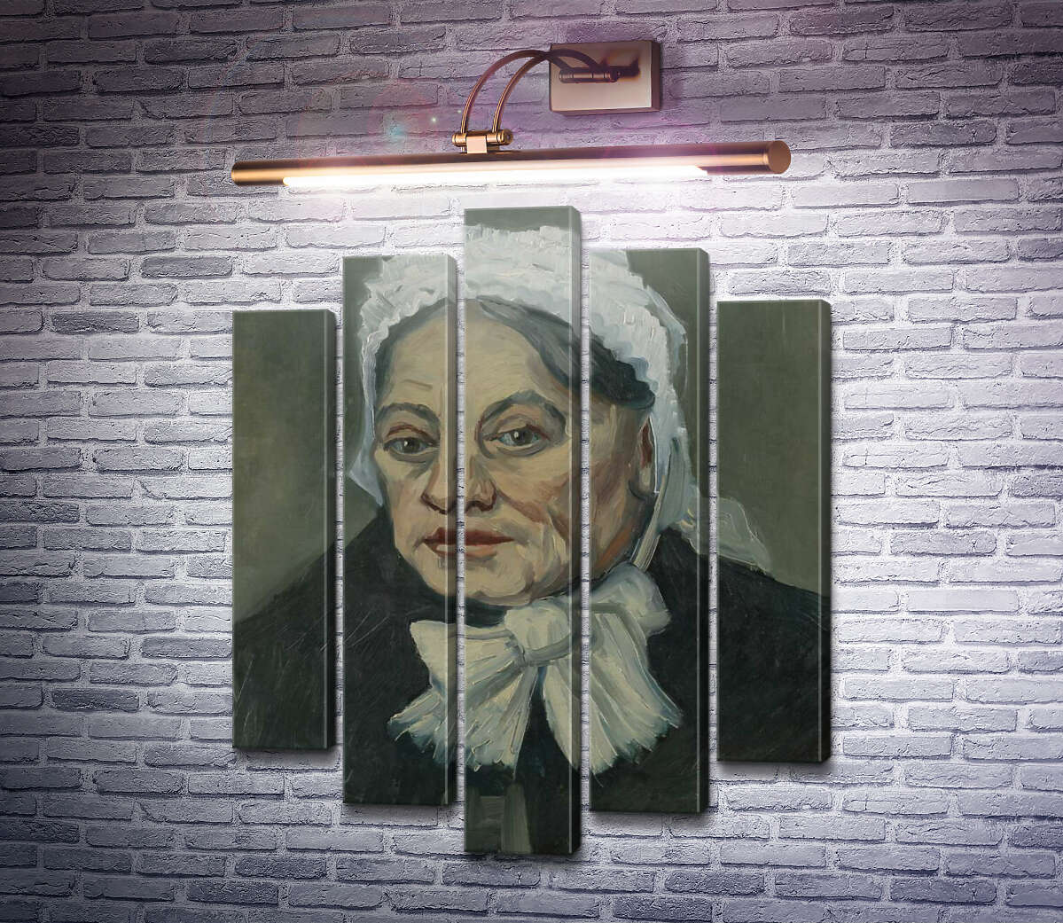 Модульна картина Голова літньої жінки в білому чіпці (Head of an Old Woman in a White Cap), 1885 b (Модуль №4) Вінсент Ван Гог