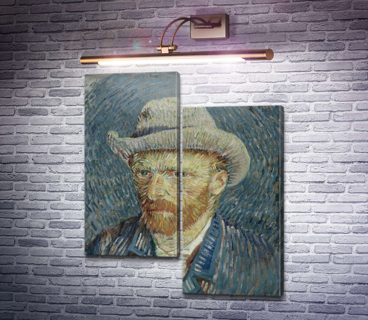 Модульна картина Автопортрет в фетровому капелюсі (Self Portrait with Felt Hat), 1887-88 (Модуль №9) Вінсент Ван Гог