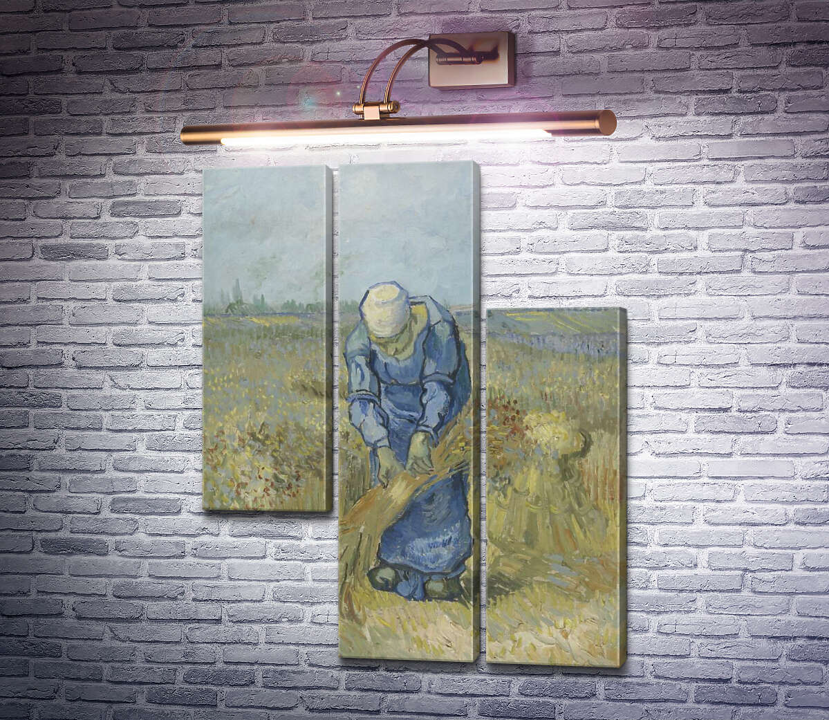 Модульная картина Крестьянка, вяжущая снопы (по мотивам Милле) (Peasant Woman Binding Sheaves (after Millet), 1889 (Модуль №13) Винсент Ван Гог