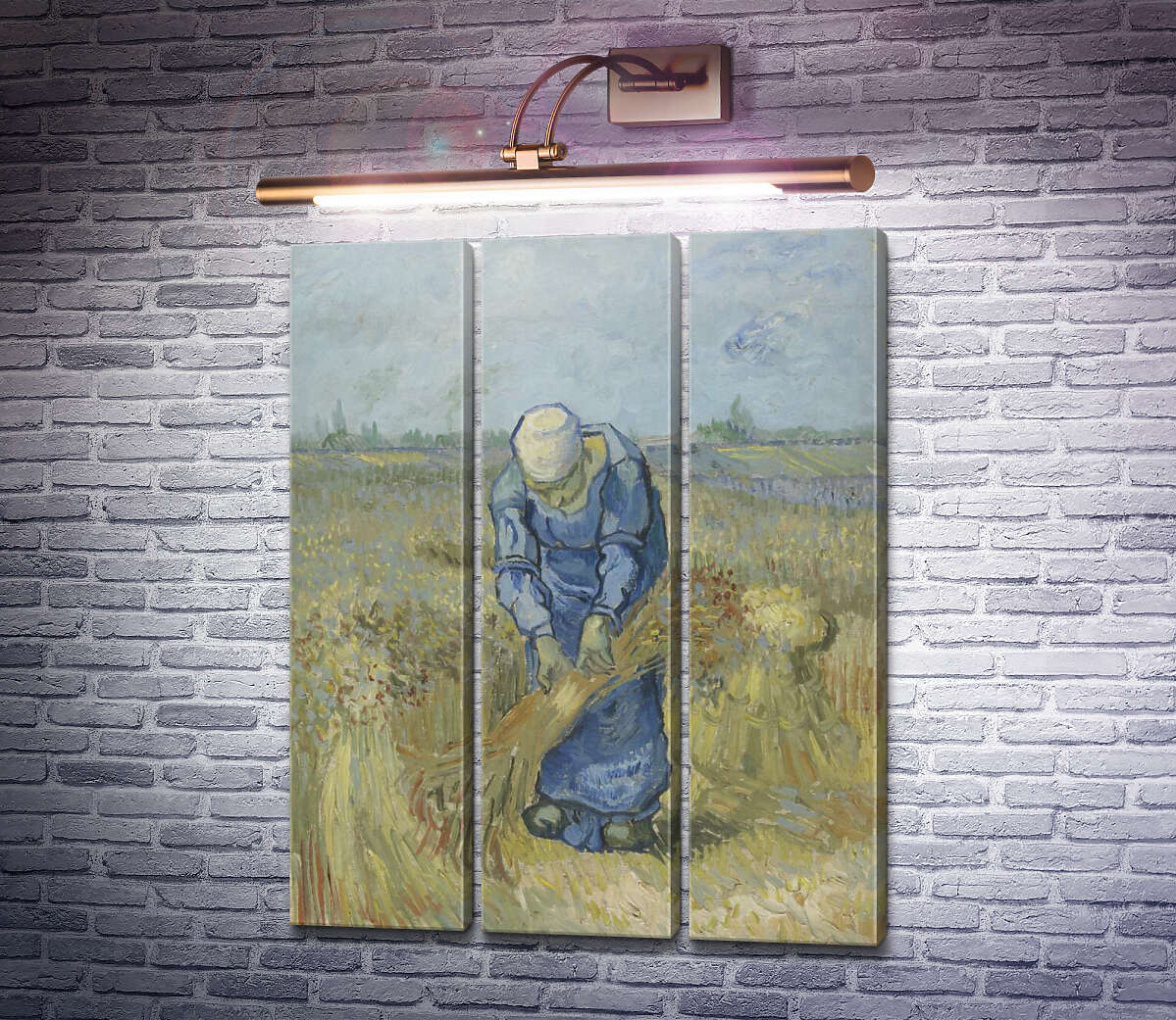 Модульна картина Селянка, в'яжуча снопи (за мотивами Мілле) (Peasant Woman Binding Sheaves (after Millet), 1889 (Модуль №2) Вінсент Ван Гог Модульна картина Селянка, в'яжуча снопи (за мотивами Мілле) (Peasant Woman Binding Sheaves (after Millet), 1889 (Модуль №2) Вінсент Ван Гог