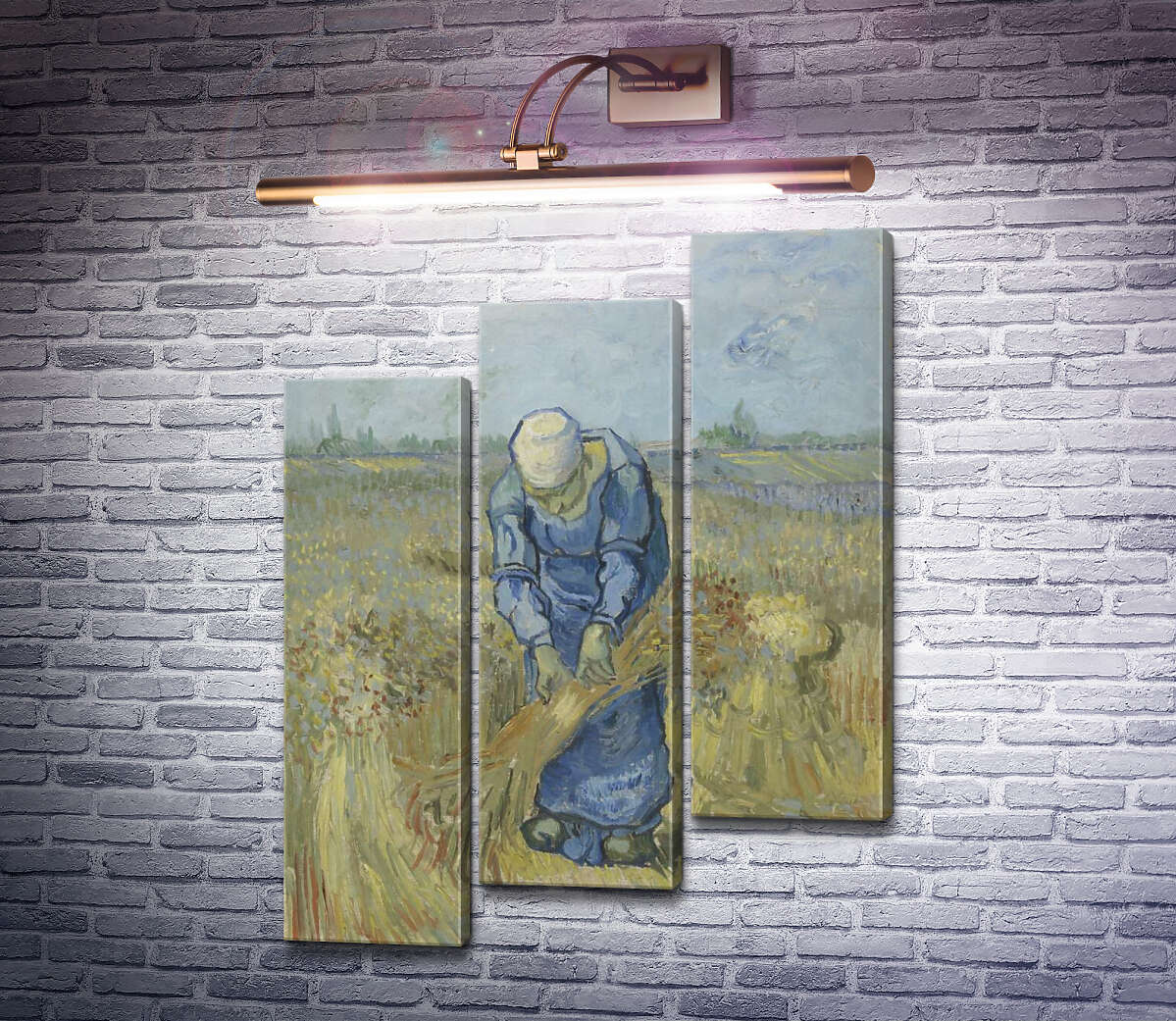 Модульная картина Крестьянка, вяжущая снопы (по мотивам Милле) (Peasant Woman Binding Sheaves (after Millet), 1889 (Модуль №14) Винсент Ван Гог Модульная картина Крестьянка, вяжущая снопы (по мотивам Милле) (Peasant Woman Binding Sheaves (after Millet), 1889 (Модуль №14) Винсент Ван Гог
