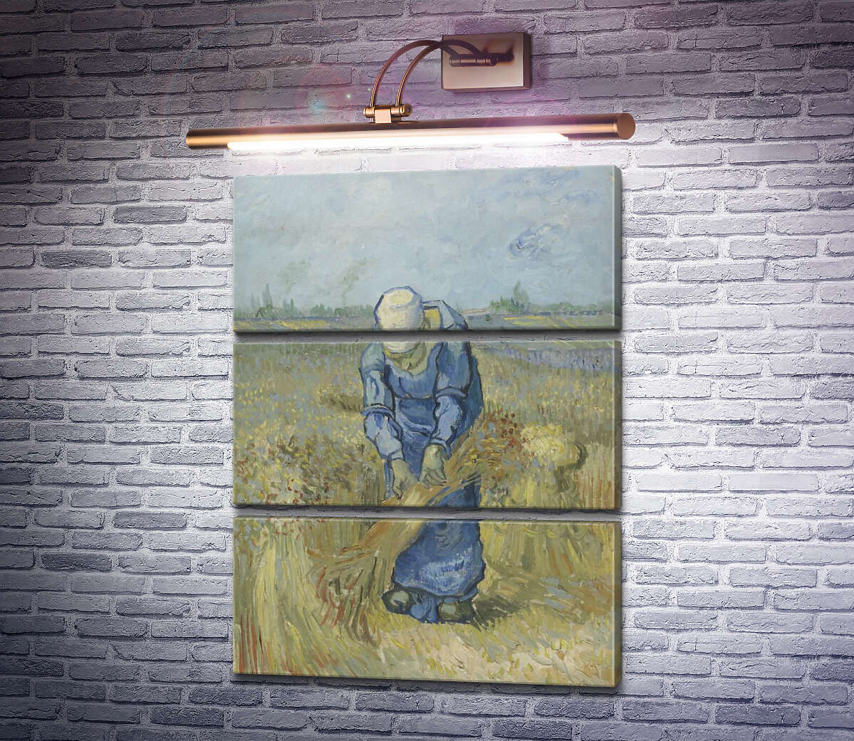 Модульна картина Селянка, в'яжуча снопи (за мотивами Мілле) (Peasant Woman Binding Sheaves (after Millet), 1889 (Модуль №15) Вінсент Ван Гог