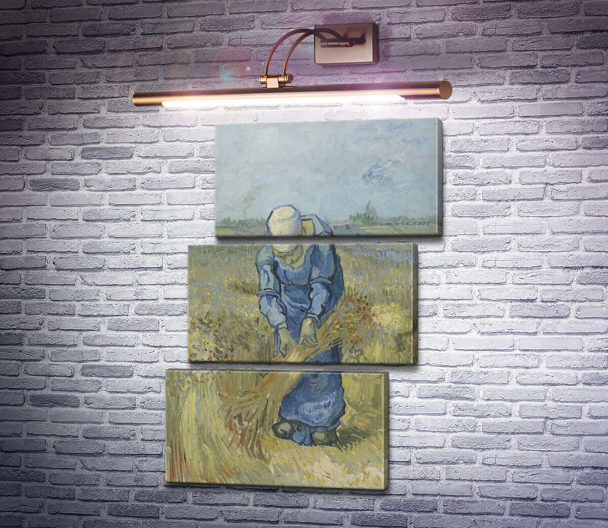 Модульна картина Селянка, в'яжуча снопи (за мотивами Мілле) (Peasant Woman Binding Sheaves (after Millet), 1889 (Модуль №17) Вінсент Ван Гог