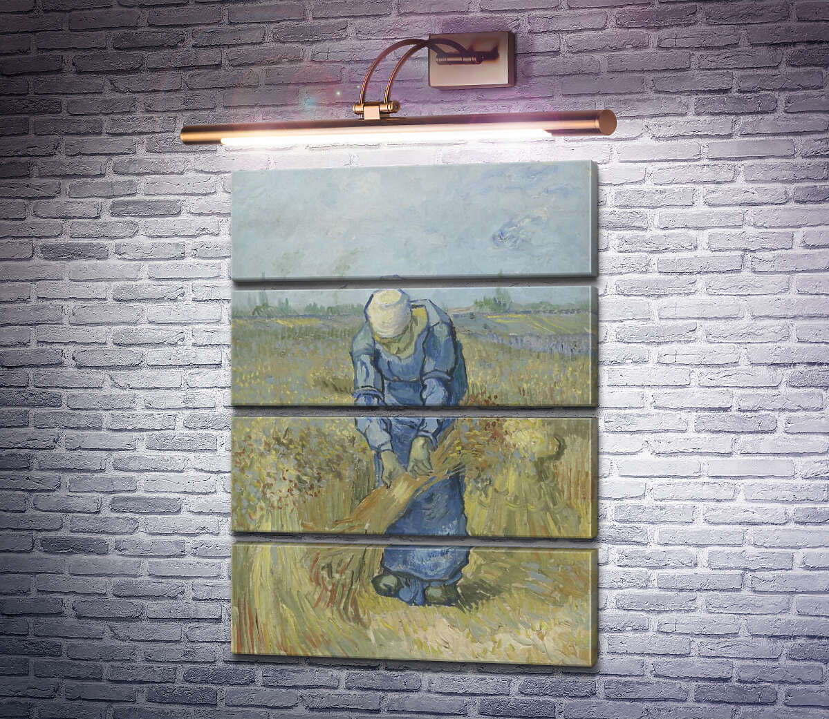 Модульная картина Крестьянка, вяжущая снопы (по мотивам Милле) (Peasant Woman Binding Sheaves (after Millet), 1889 (Модуль №22) Винсент Ван Гог