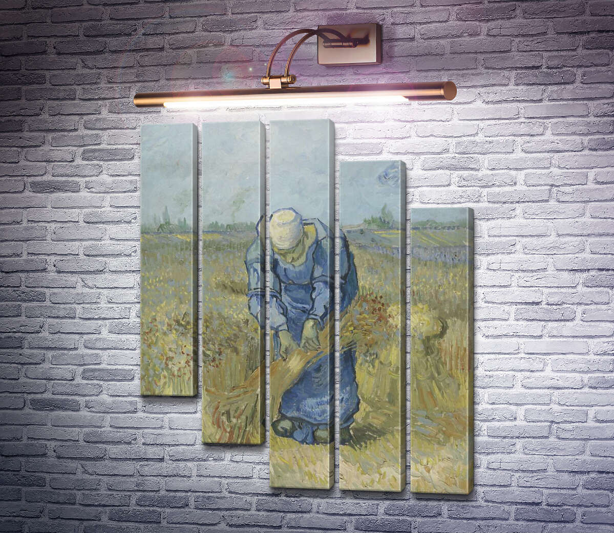 Модульная картина Крестьянка, вяжущая снопы (по мотивам Милле) (Peasant Woman Binding Sheaves (after Millet), 1889 (Модуль №28) Винсент Ван Гог