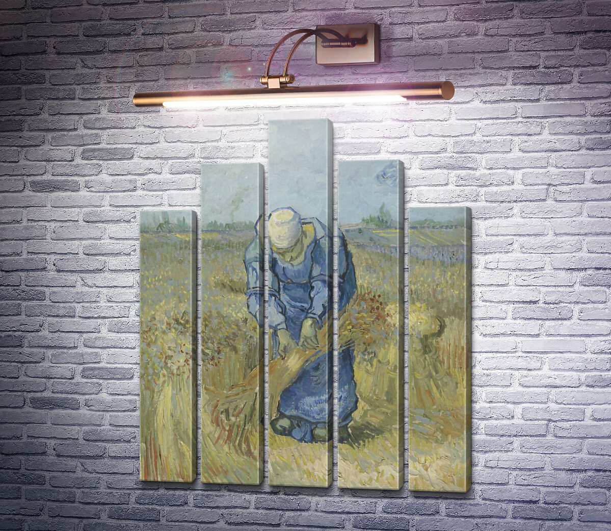 Модульная картина Крестьянка, вяжущая снопы (по мотивам Милле) (Peasant Woman Binding Sheaves (after Millet), 1889 (Модуль №29) Винсент Ван Гог
