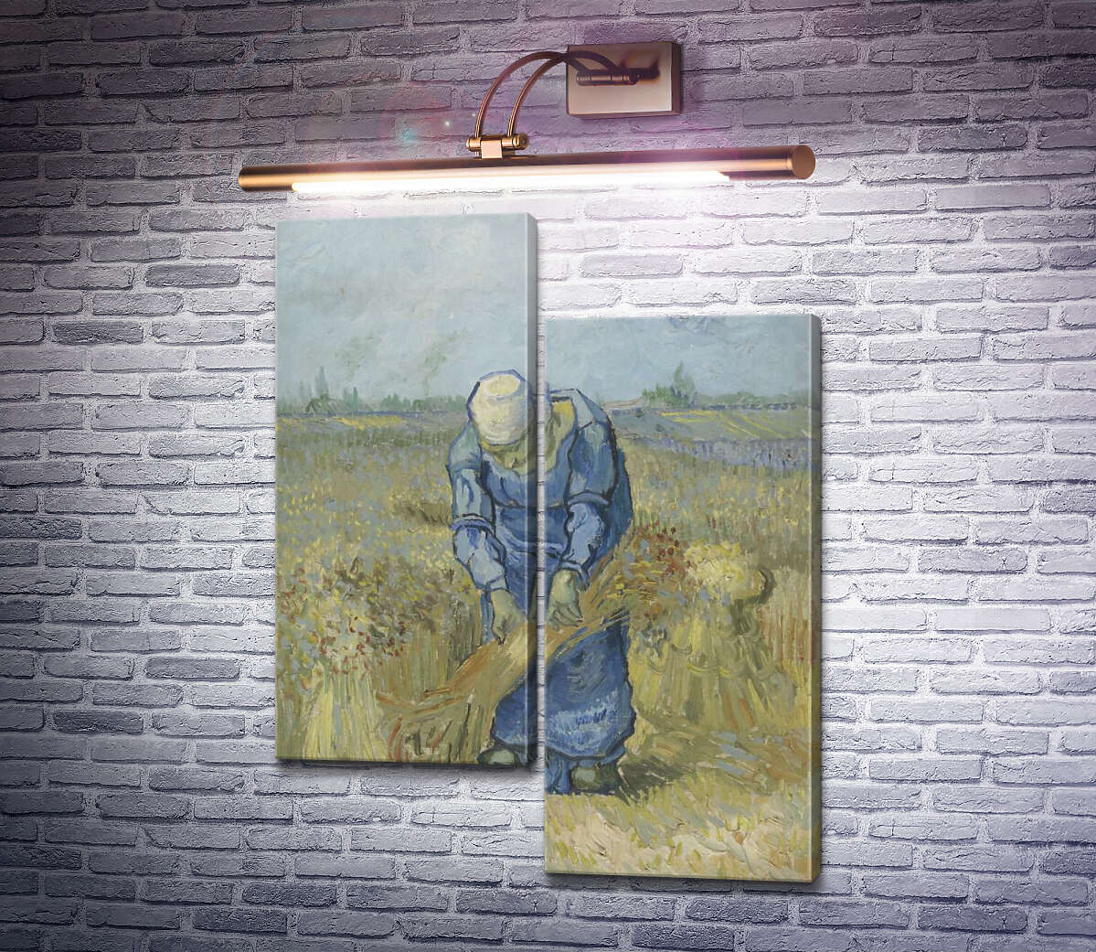 Модульна картина Селянка, в'яжуча снопи (за мотивами Мілле) (Peasant Woman Binding Sheaves (after Millet), 1889 (Модуль №9) Вінсент Ван Гог Модульна картина Селянка, в'яжуча снопи (за мотивами Мілле) (Peasant Woman Binding Sheaves (after Millet), 1889 (Модуль №9) Вінсент Ван Гог