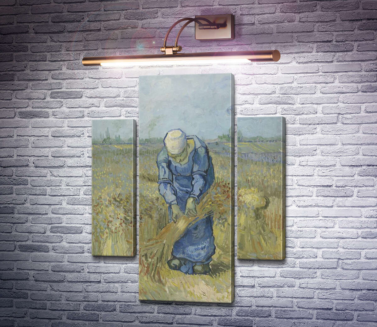 Модульная картина Крестьянка, вяжущая снопы (по мотивам Милле) (Peasant Woman Binding Sheaves (after Millet), 1889 (Модуль №5) Винсент Ван Гог