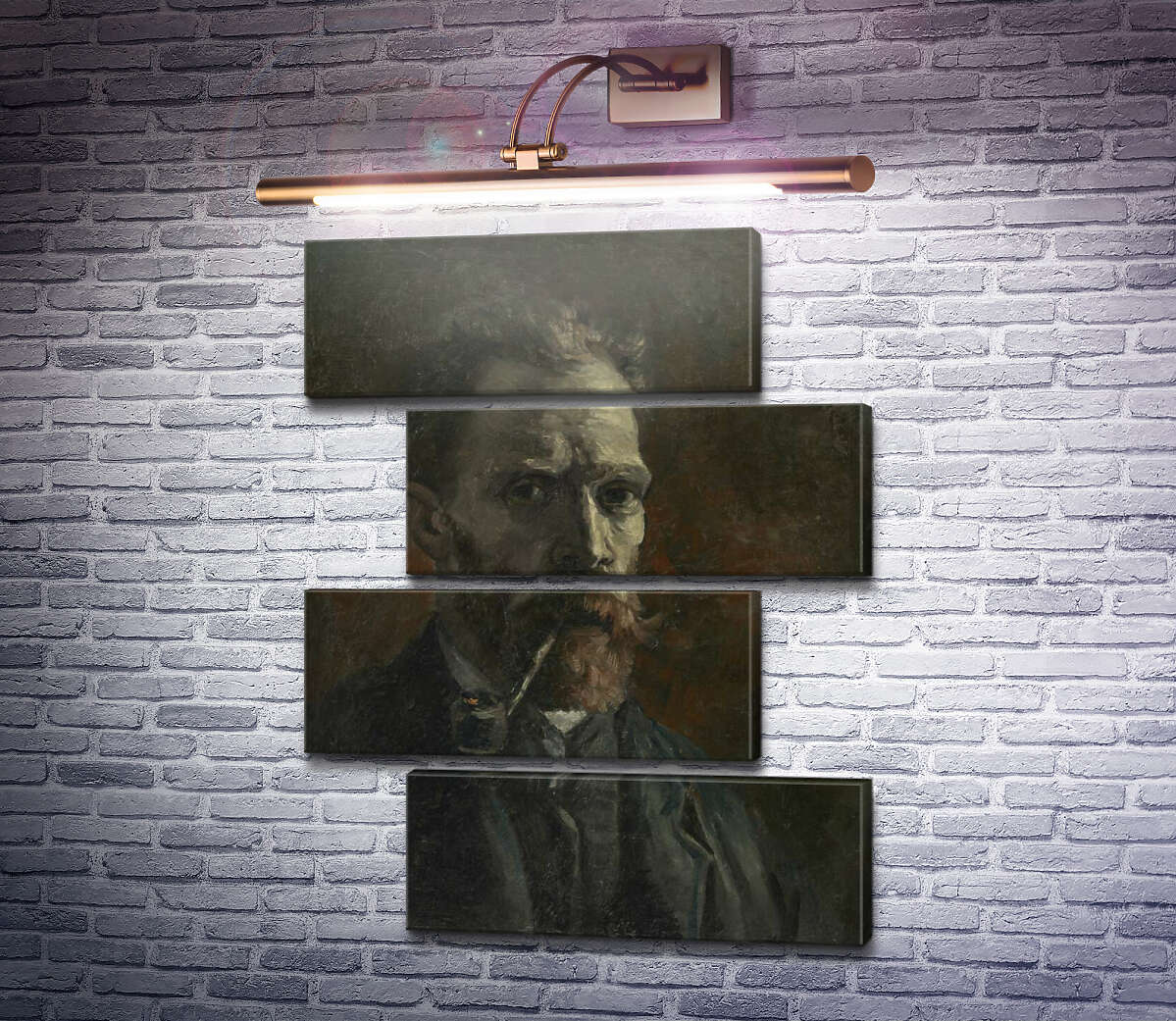 Модульная картина Автопортрет с трубкой (Self Portrait with Pipe), 1886 (Модуль №23) Винсент Ван Гог