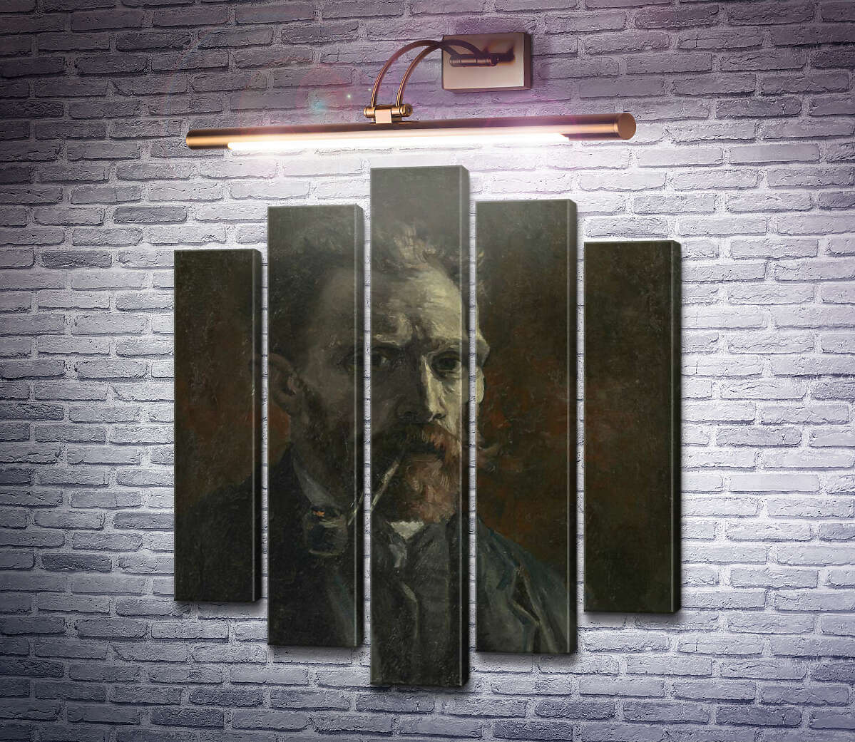 Модульная картина Автопортрет с трубкой (Self Portrait with Pipe), 1886 (Модуль №4) Винсент Ван Гог
