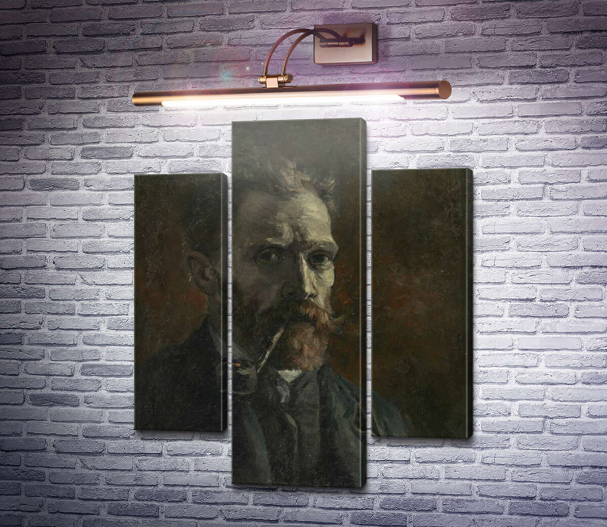 Модульная картина Автопортрет с трубкой (Self Portrait with Pipe), 1886 (Модуль №10) Винсент Ван Гог