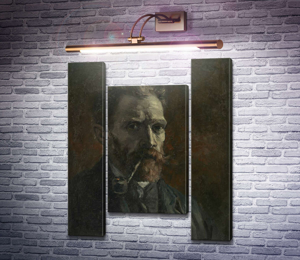 Модульна картина Автопортрет з трубкою (Self Portrait with Pipe), 1886 (Модуль №11) Вінсент Ван Гог Модульна картина Автопортрет з трубкою (Self Portrait with Pipe), 1886 (Модуль №11) Вінсент Ван Гог