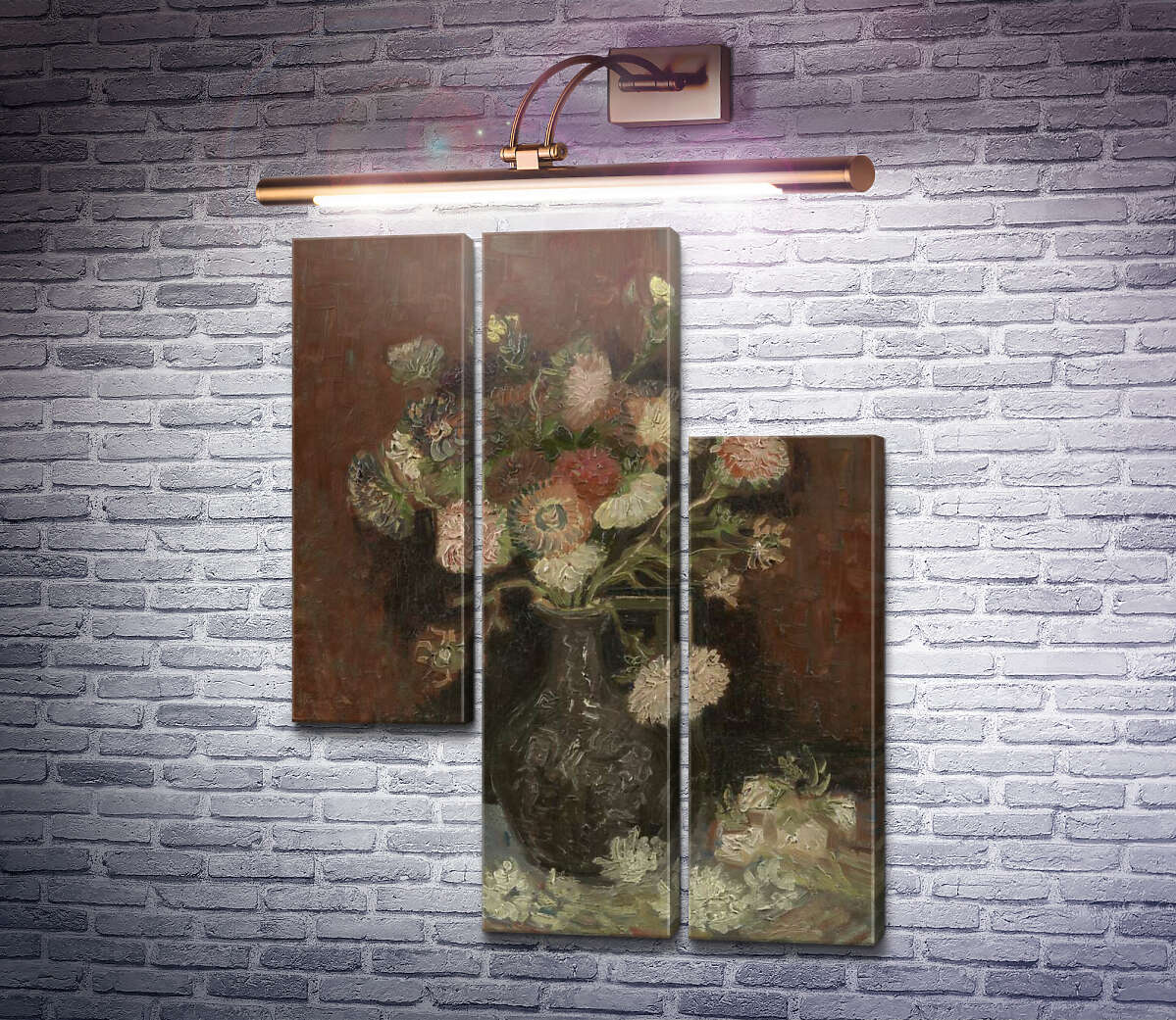 Модульная картина Ваза с китайскими астрами и гладиолусами (Vase with Chinese Asters and Gladioli), 1886 (Модуль №13) Винсент Ван Гог
