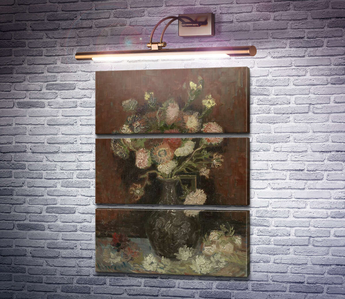 Модульная картина Ваза с китайскими астрами и гладиолусами (Vase with Chinese Asters and Gladioli), 1886 (Модуль №15) Винсент Ван Гог