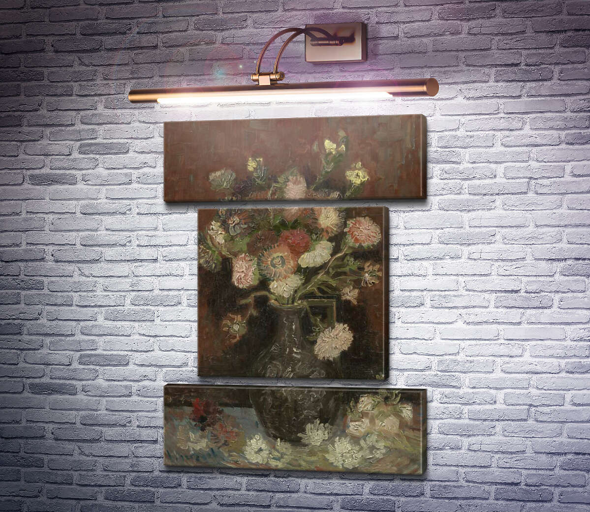 Модульная картина Ваза с китайскими астрами и гладиолусами (Vase with Chinese Asters and Gladioli), 1886 (Модуль №18) Винсент Ван Гог