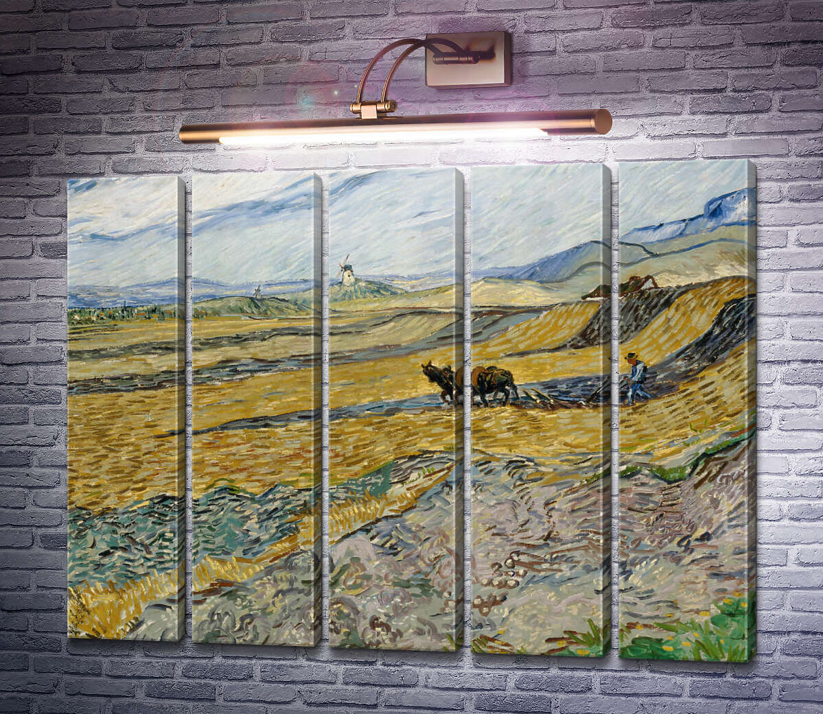 Модульна картина Обгороджене поле з орачем (Enclosed Field with Ploughman), 1889 (Модуль №26) Вінсент Ван Гог