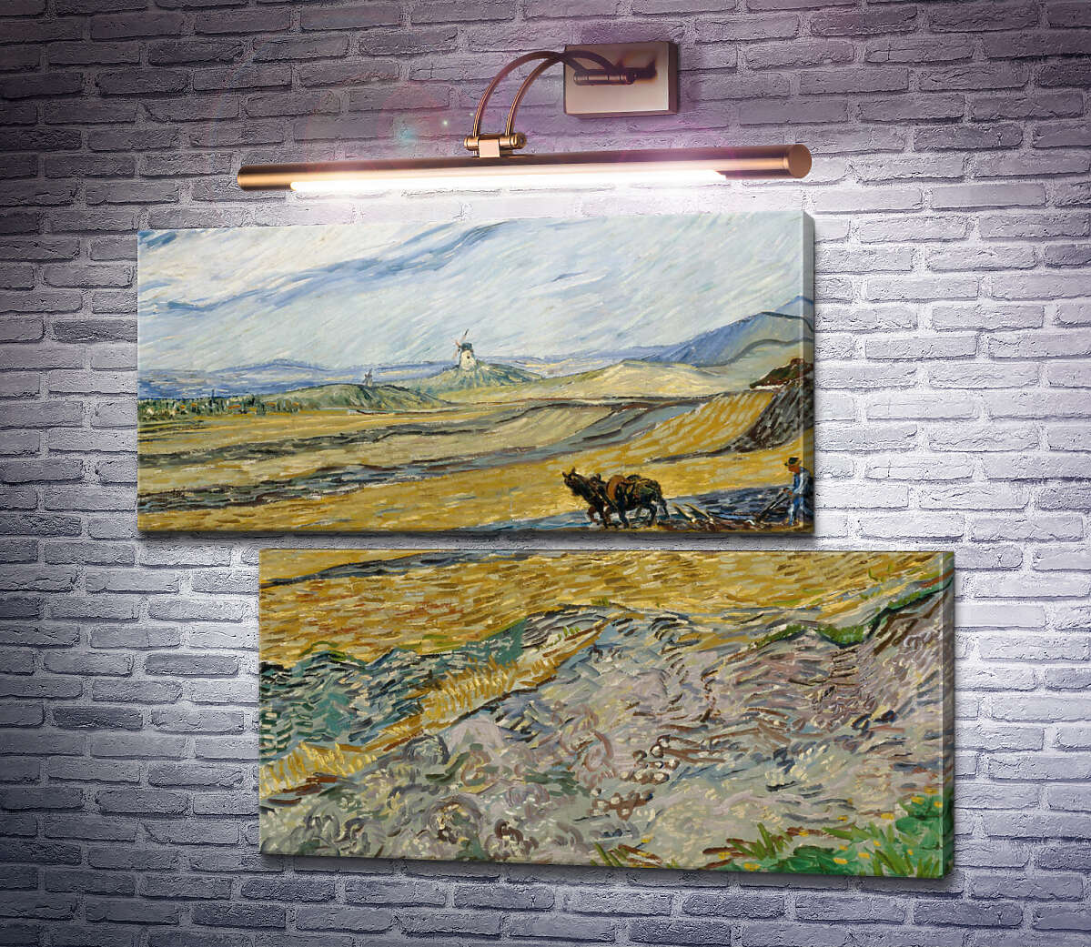 Модульна картина Обгороджене поле з орачем (Enclosed Field with Ploughman), 1889 (Модуль №8) Вінсент Ван Гог Модульна картина Обгороджене поле з орачем (Enclosed Field with Ploughman), 1889 (Модуль №8) Вінсент Ван Гог