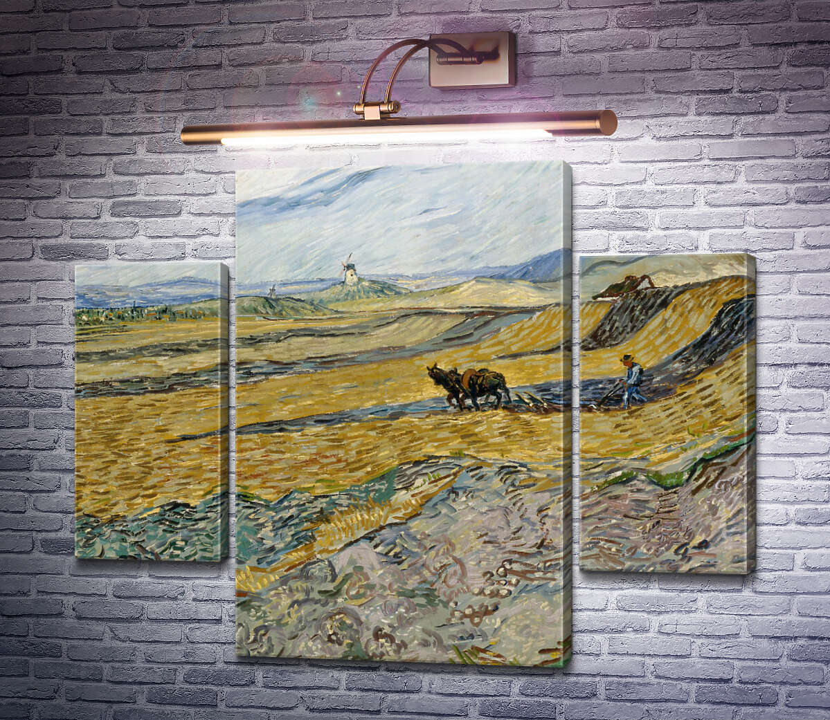 Модульная картина Огороженное поле с пахарем (Enclosed Field with Ploughman), 1889 (Модуль №5) Винсент Ван Гог Модульная картина Огороженное поле с пахарем (Enclosed Field with Ploughman), 1889 (Модуль №5) Винсент Ван Гог