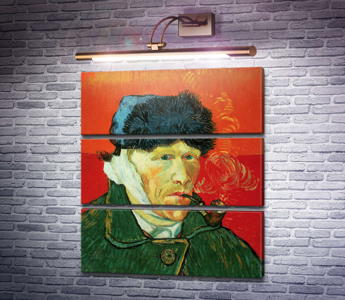 Модульная картина Автопортрет с перевязанным ухом и трубкой (Self Portrait with Bandaged Ear and Pipe), 1889 (Модуль №15) Винсент Ван Гог