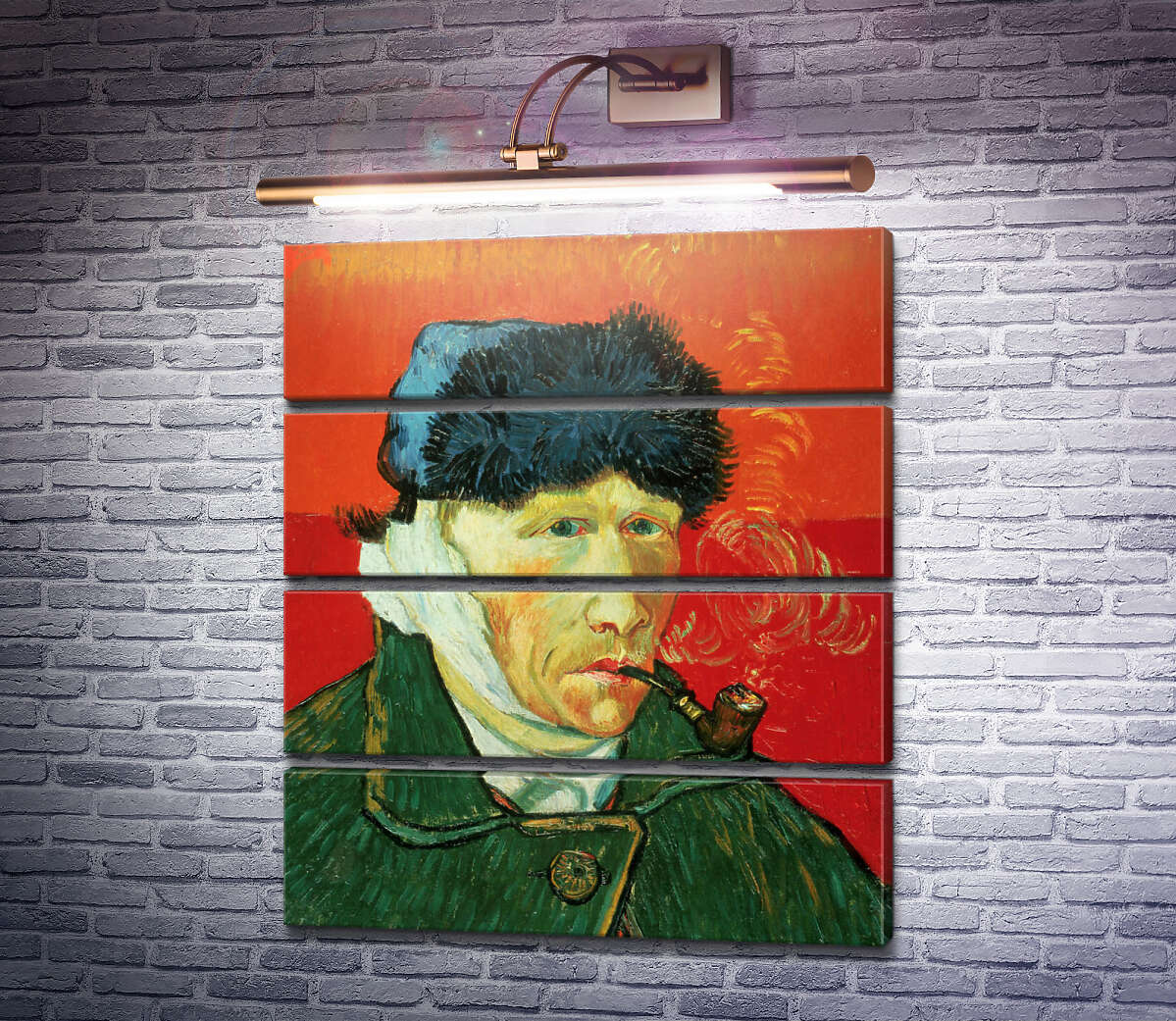 Модульная картина Автопортрет с перевязанным ухом и трубкой (Self Portrait with Bandaged Ear and Pipe), 1889 (Модуль №22) Винсент Ван Гог