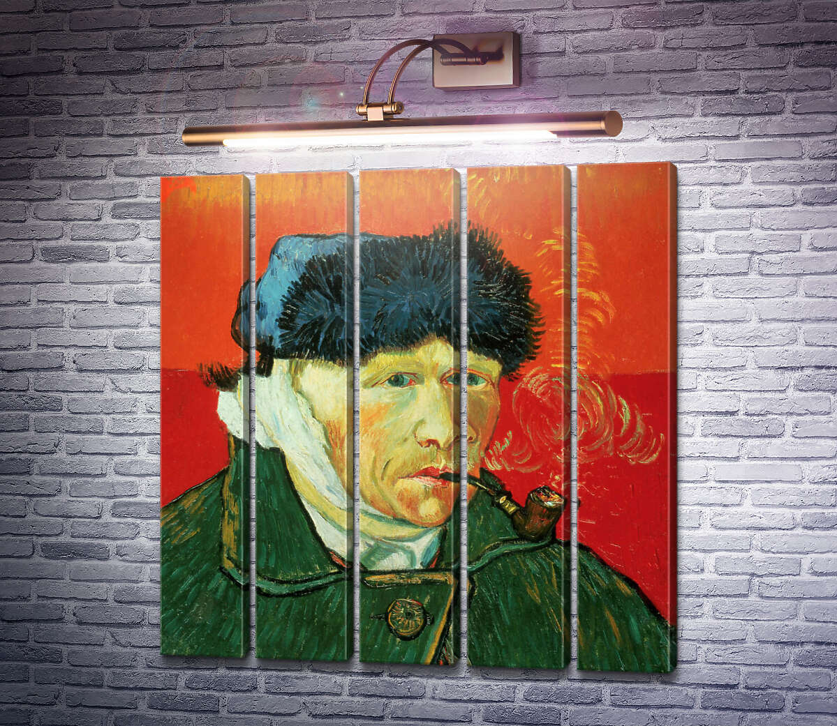 Модульная картина Автопортрет с перевязанным ухом и трубкой (Self Portrait with Bandaged Ear and Pipe), 1889 (Модуль №26) Винсент Ван Гог Модульная картина Автопортрет с перевязанным ухом и трубкой (Self Portrait with Bandaged Ear and Pipe), 1889 (Модуль №26) Винсент Ван Гог