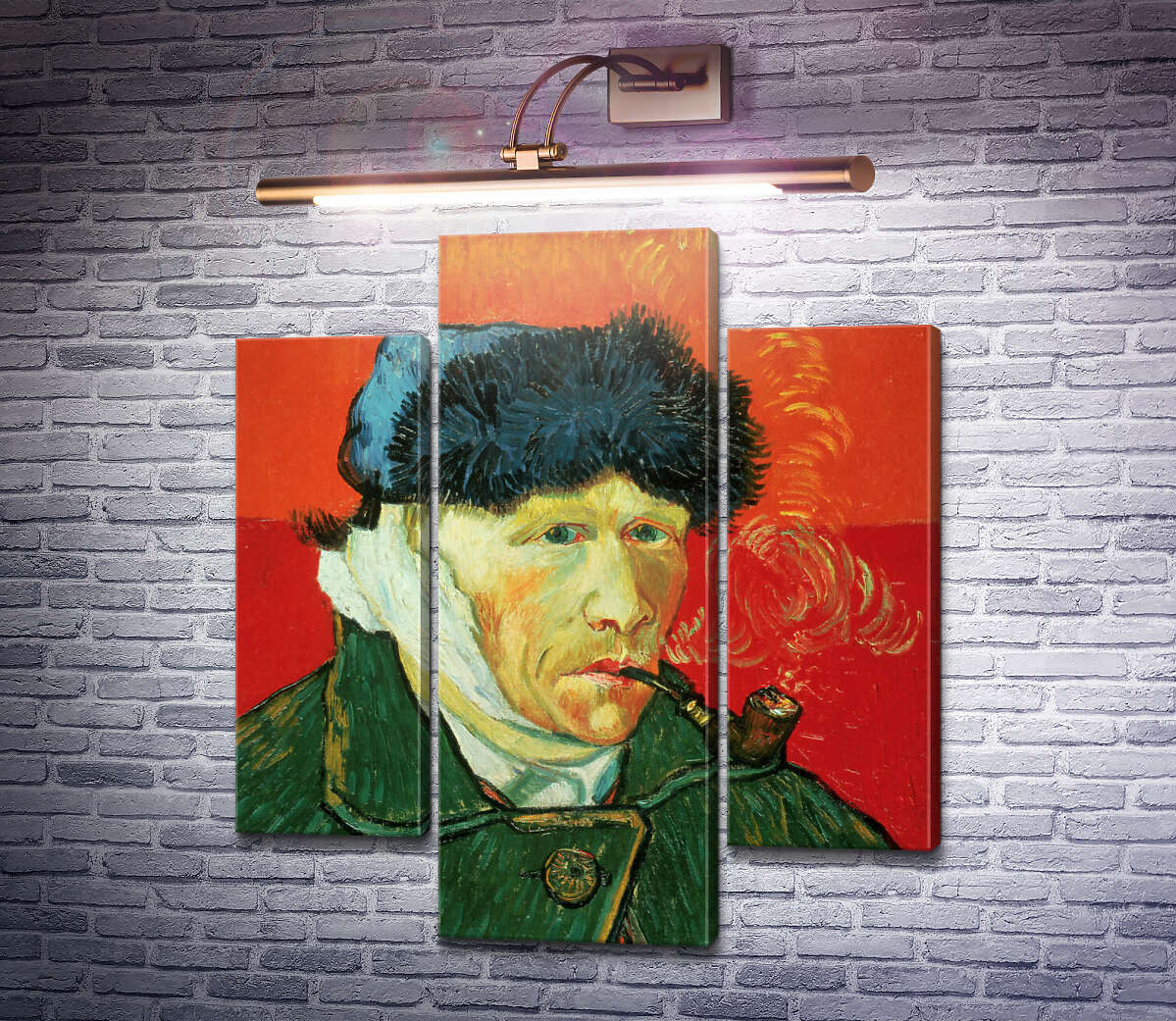 Модульная картина Автопортрет с перевязанным ухом и трубкой (Self Portrait with Bandaged Ear and Pipe), 1889 (Модуль №10) Винсент Ван Гог Модульная картина Автопортрет с перевязанным ухом и трубкой (Self Portrait with Bandaged Ear and Pipe), 1889 (Модуль №10) Винсент Ван Гог