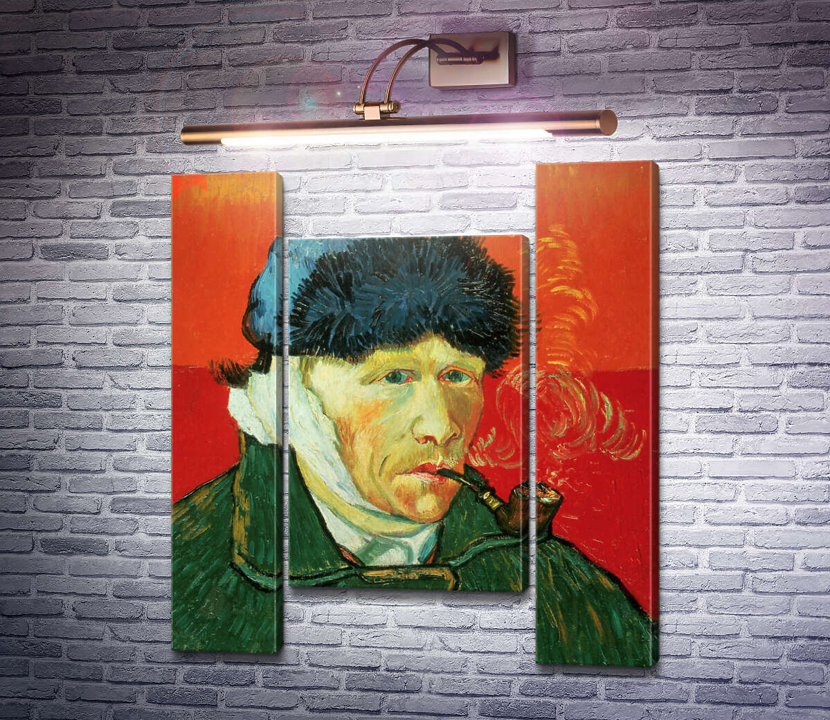 Модульная картина Автопортрет с перевязанным ухом и трубкой (Self Portrait with Bandaged Ear and Pipe), 1889 (Модуль №11) Винсент Ван Гог