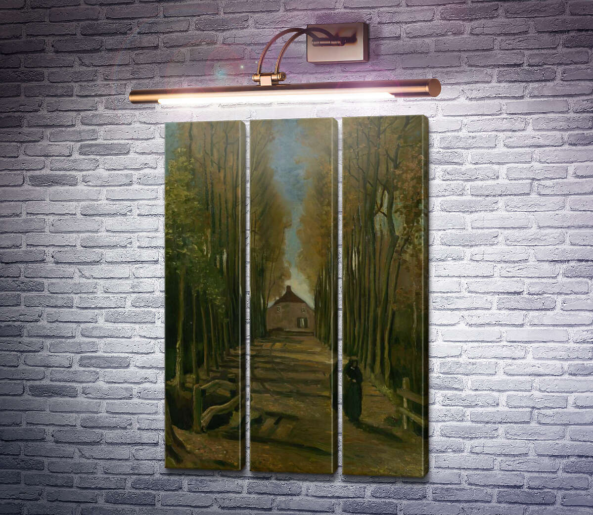 Модульна картина Тополина алея на заході (Avenue of Poplars at Sunset), 1884 (Модуль №2) Вінсент Ван Гог