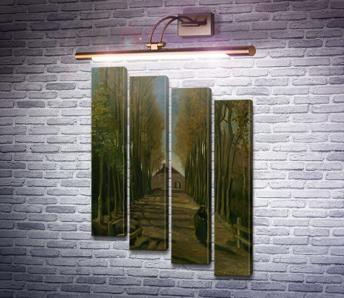 Модульна картина Тополина алея на заході (Avenue of Poplars at Sunset), 1884 (Модуль №19) Вінсент Ван Гог Модульна картина Тополина алея на заході (Avenue of Poplars at Sunset), 1884 (Модуль №19) Вінсент Ван Гог