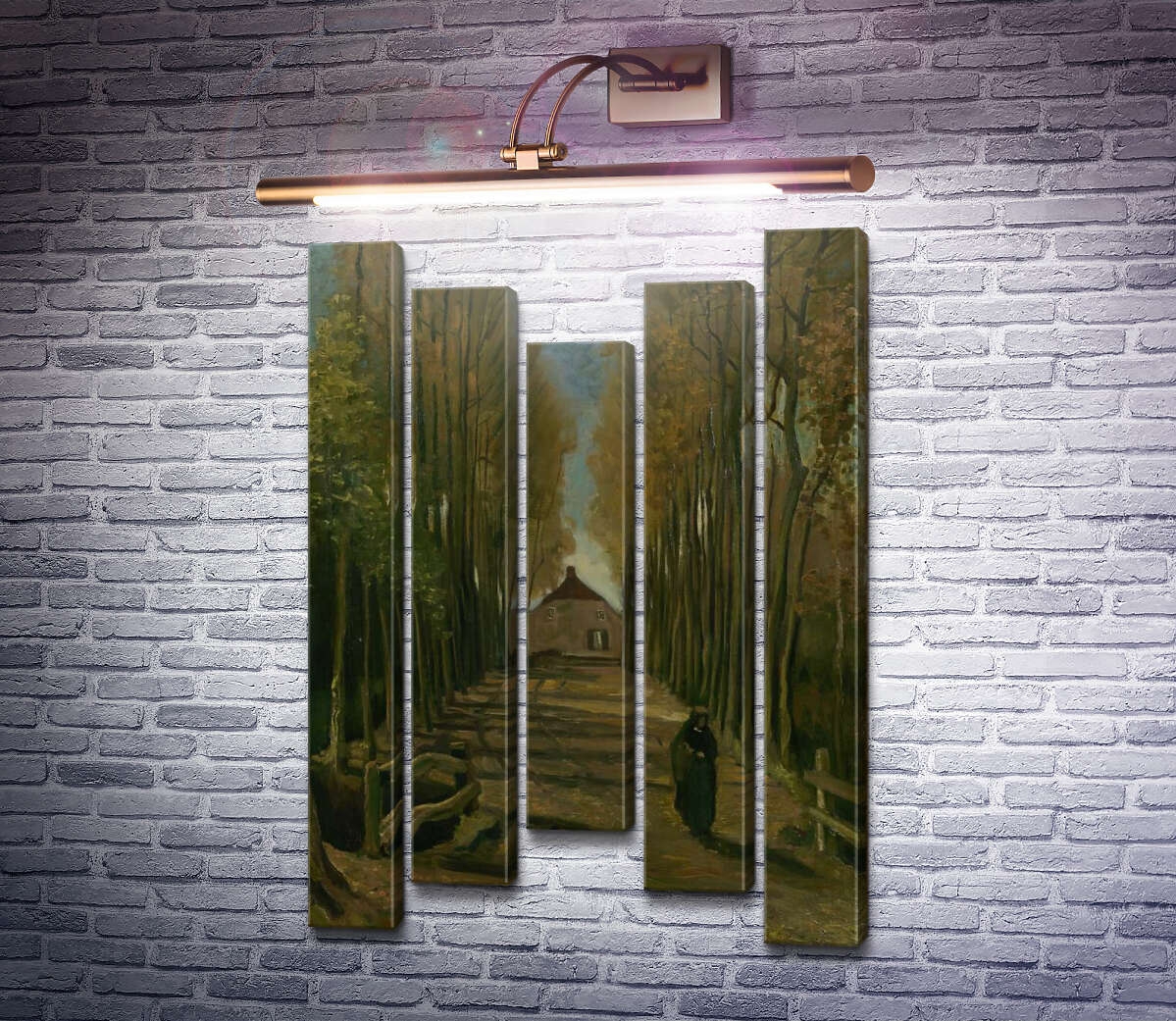 Модульная картина Тополиная аллея на закате (Avenue of Poplars at Sunset), 1884 (Модуль №27) Винсент Ван Гог