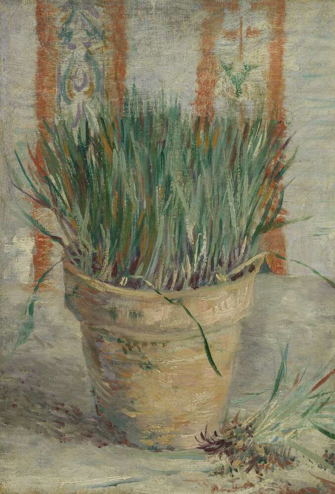 репродукция картина-постер  Цветочный горшок с луком (Flowerpot with Chives), 1887 Винсент Ван Гог