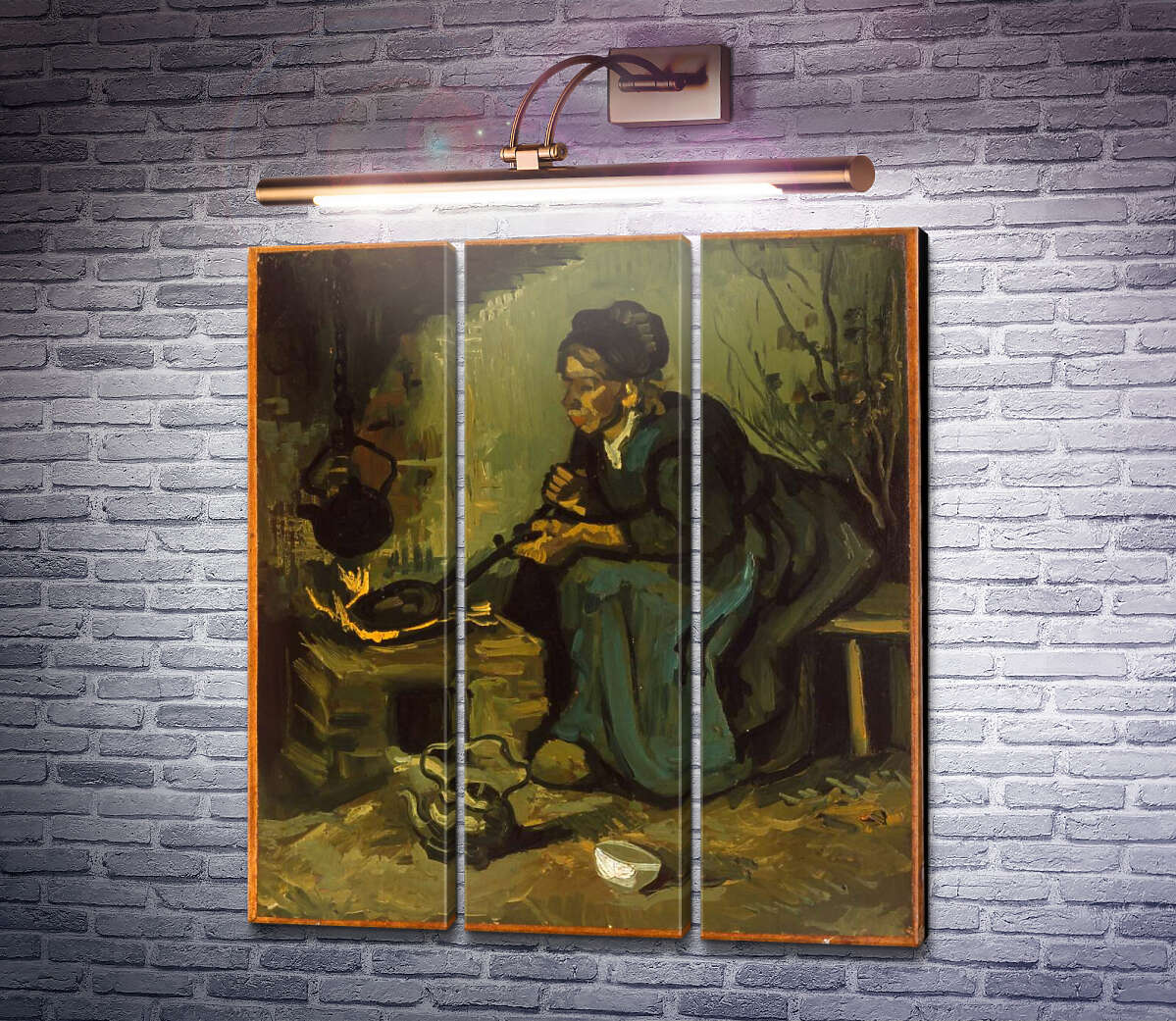 Модульна картина Селянка готує біля каміна (Peasant Woman Cooking by a Fireplace), 1885 (Модуль №2) Вінсент Ван Гог