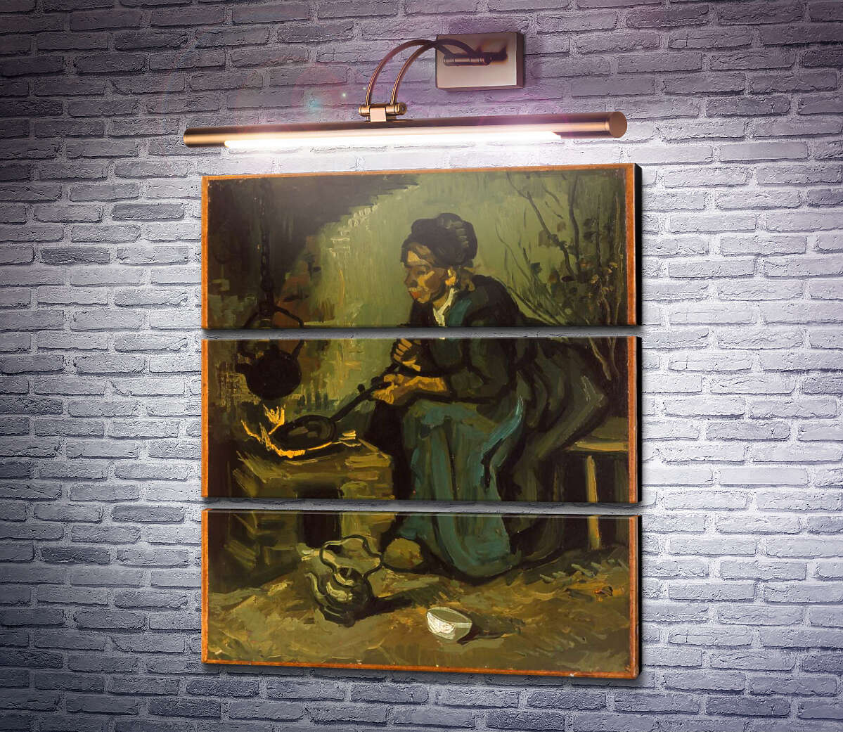 Модульная картина Крестьянка готовит у камина (Peasant Woman Cooking by a Fireplace), 1885 (Модуль №15) Винсент Ван Гог