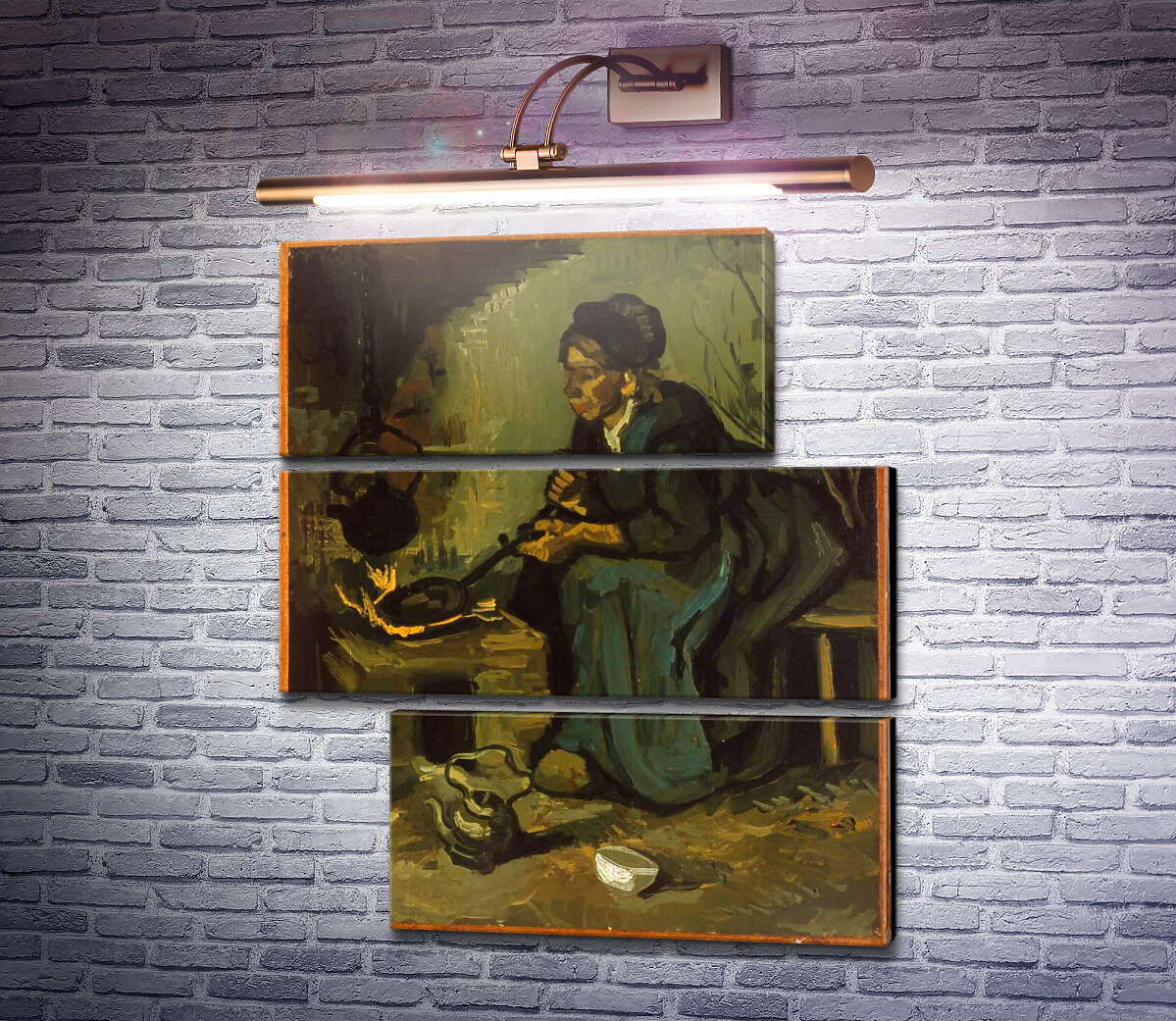 Модульная картина Крестьянка готовит у камина (Peasant Woman Cooking by a Fireplace), 1885 (Модуль №16) Винсент Ван Гог