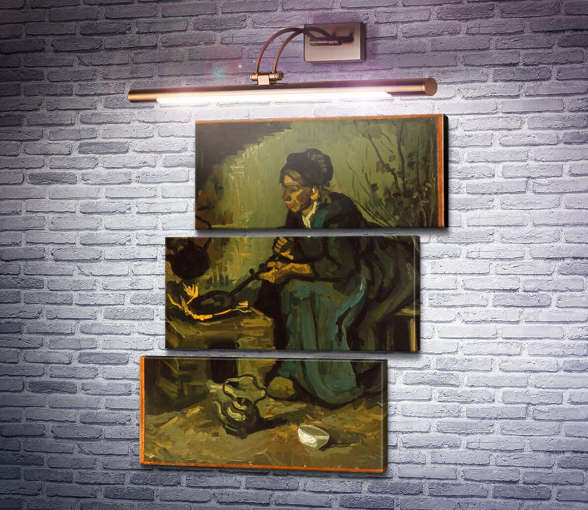 Модульная картина Крестьянка готовит у камина (Peasant Woman Cooking by a Fireplace), 1885 (Модуль №17) Винсент Ван Гог