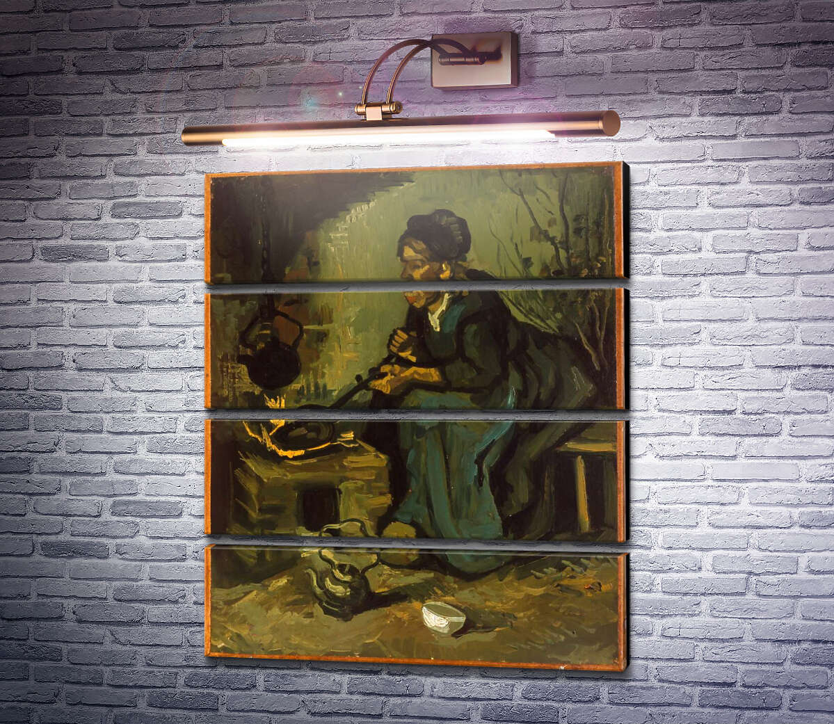 Модульна картина Селянка готує біля каміна (Peasant Woman Cooking by a Fireplace), 1885 (Модуль №22) Вінсент Ван Гог