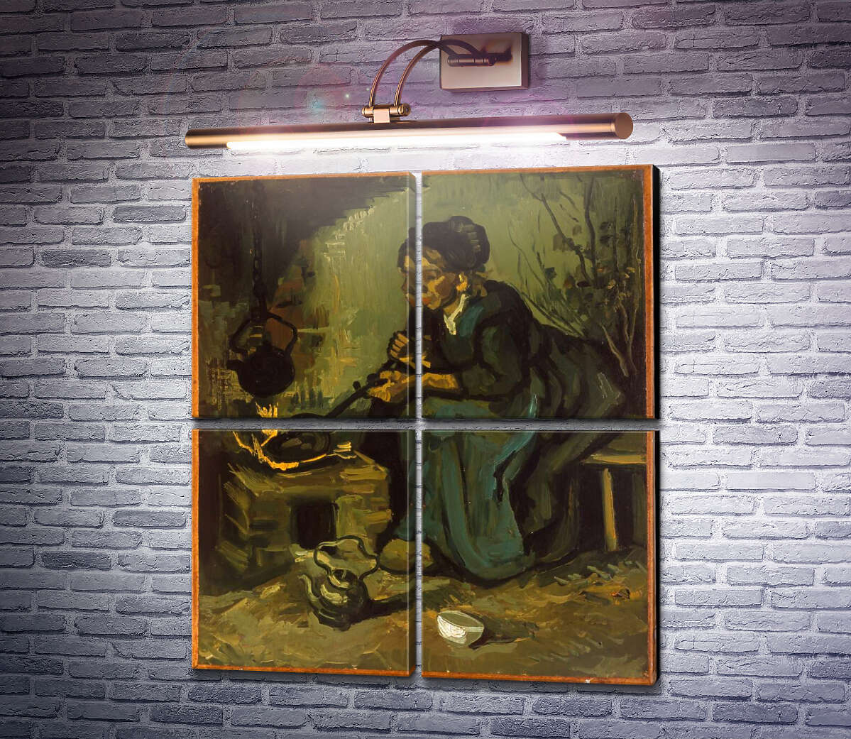 Модульна картина Селянка готує біля каміна (Peasant Woman Cooking by a Fireplace), 1885 (Модуль №25) Вінсент Ван Гог Модульна картина Селянка готує біля каміна (Peasant Woman Cooking by a Fireplace), 1885 (Модуль №25) Вінсент Ван Гог
