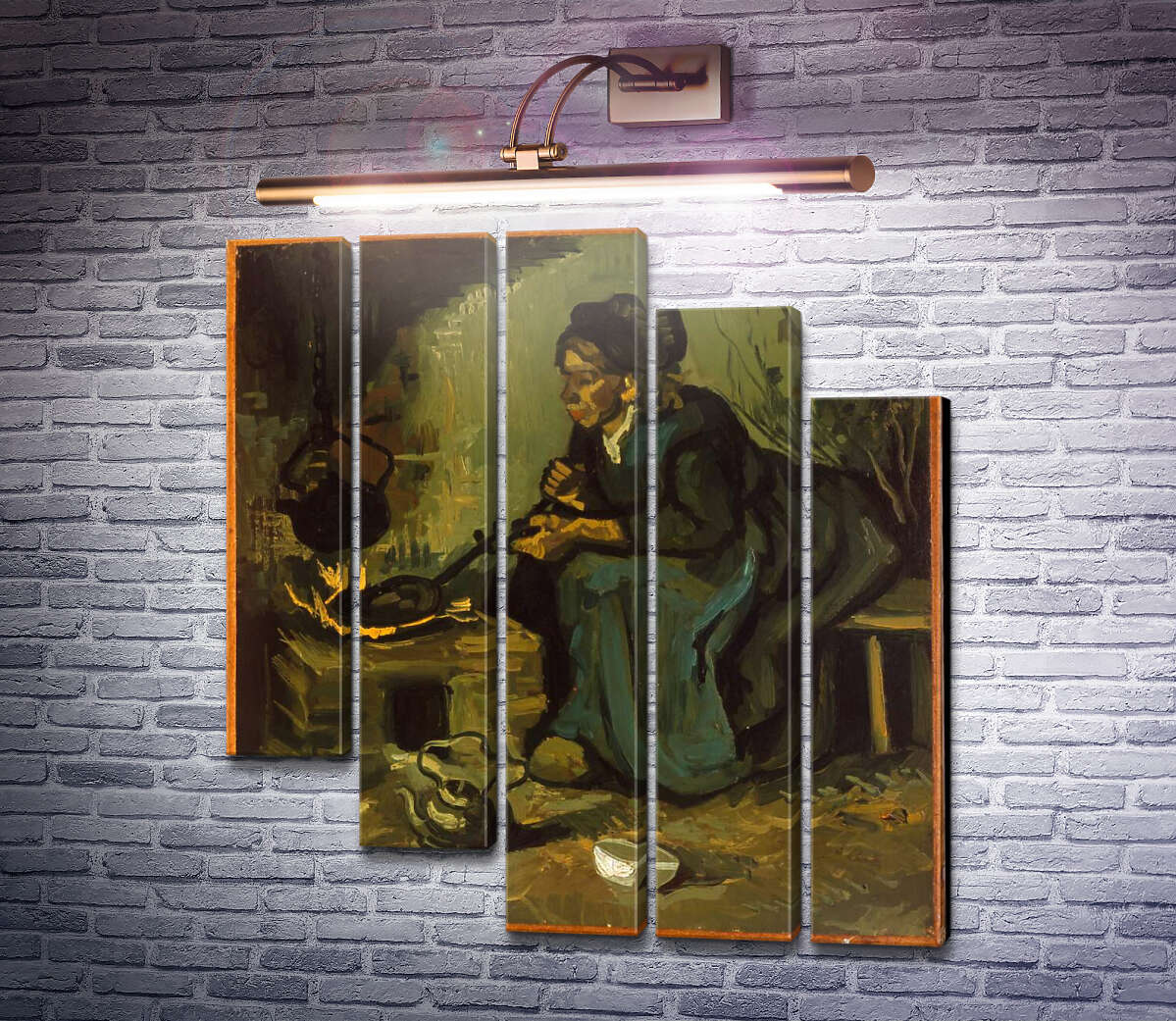 Модульная картина Крестьянка готовит у камина (Peasant Woman Cooking by a Fireplace), 1885 (Модуль №28) Винсент Ван Гог