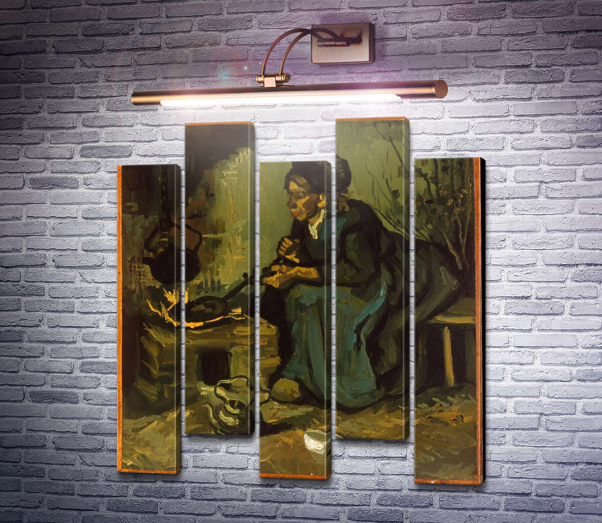 Модульная картина Крестьянка готовит у камина (Peasant Woman Cooking by a Fireplace), 1885 (Модуль №30) Винсент Ван Гог