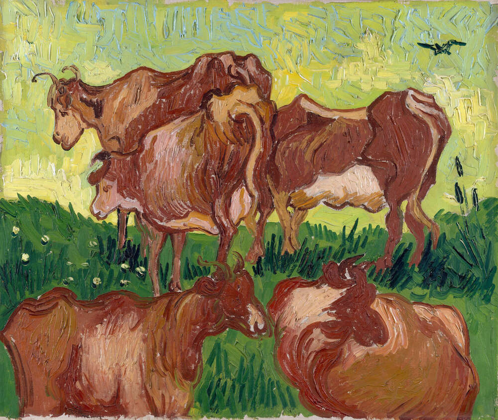 репродукція картина-постер  Корови, по роботі Жордена (Cows (after Jorsaens)), 1890 Вінсент Ван Гог