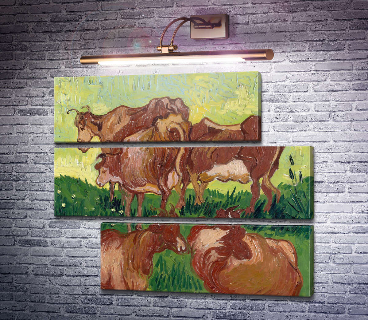 Модульная картина Коровы, по работе Жордэна (Cows (after Jorsaens)), 1890 (Модуль №16) Винсент Ван Гог