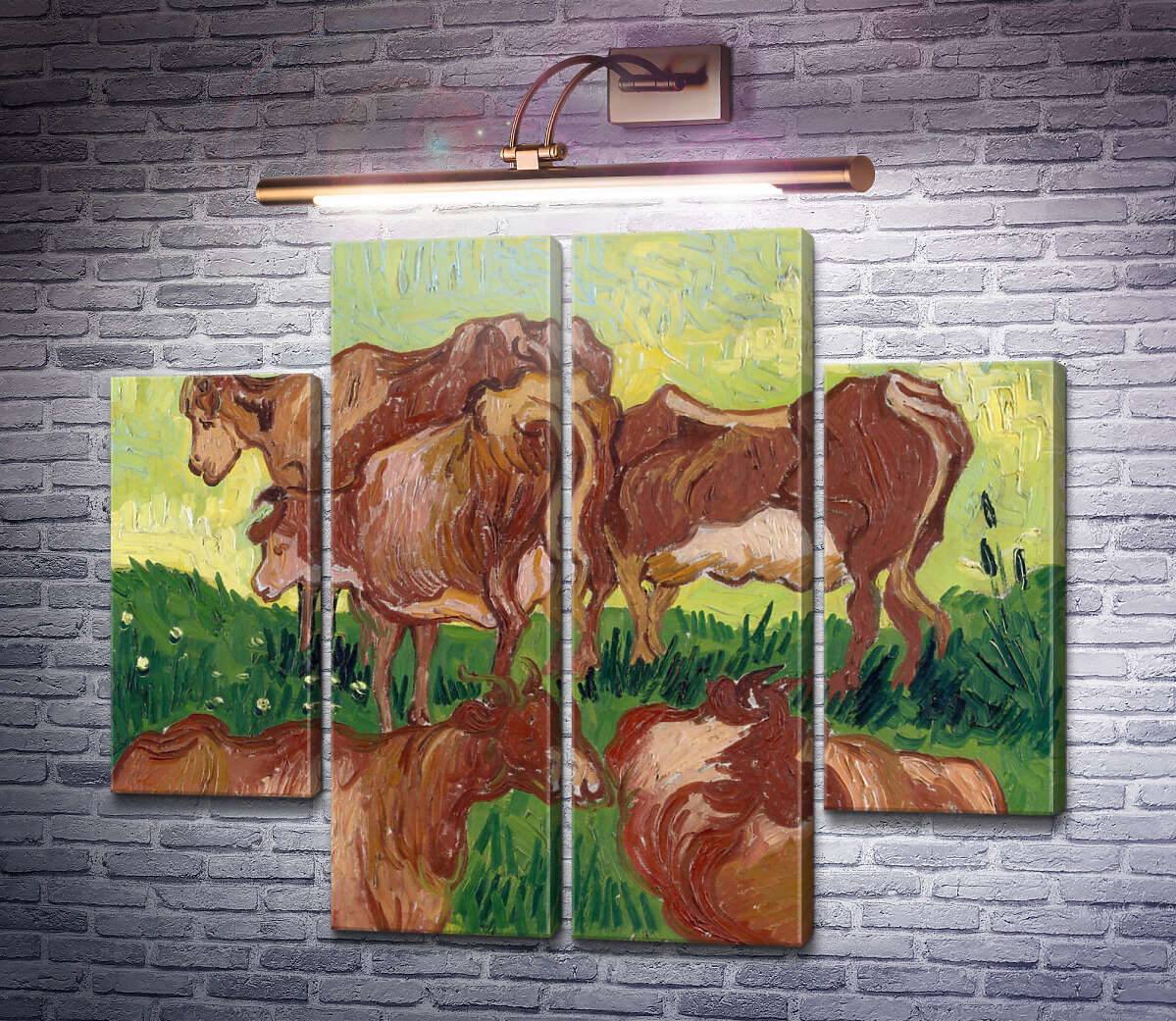 Модульная картина Коровы, по работе Жордэна (Cows (after Jorsaens)), 1890 (Модуль №20) Винсент Ван Гог Модульная картина Коровы, по работе Жордэна (Cows (after Jorsaens)), 1890 (Модуль №20) Винсент Ван Гог