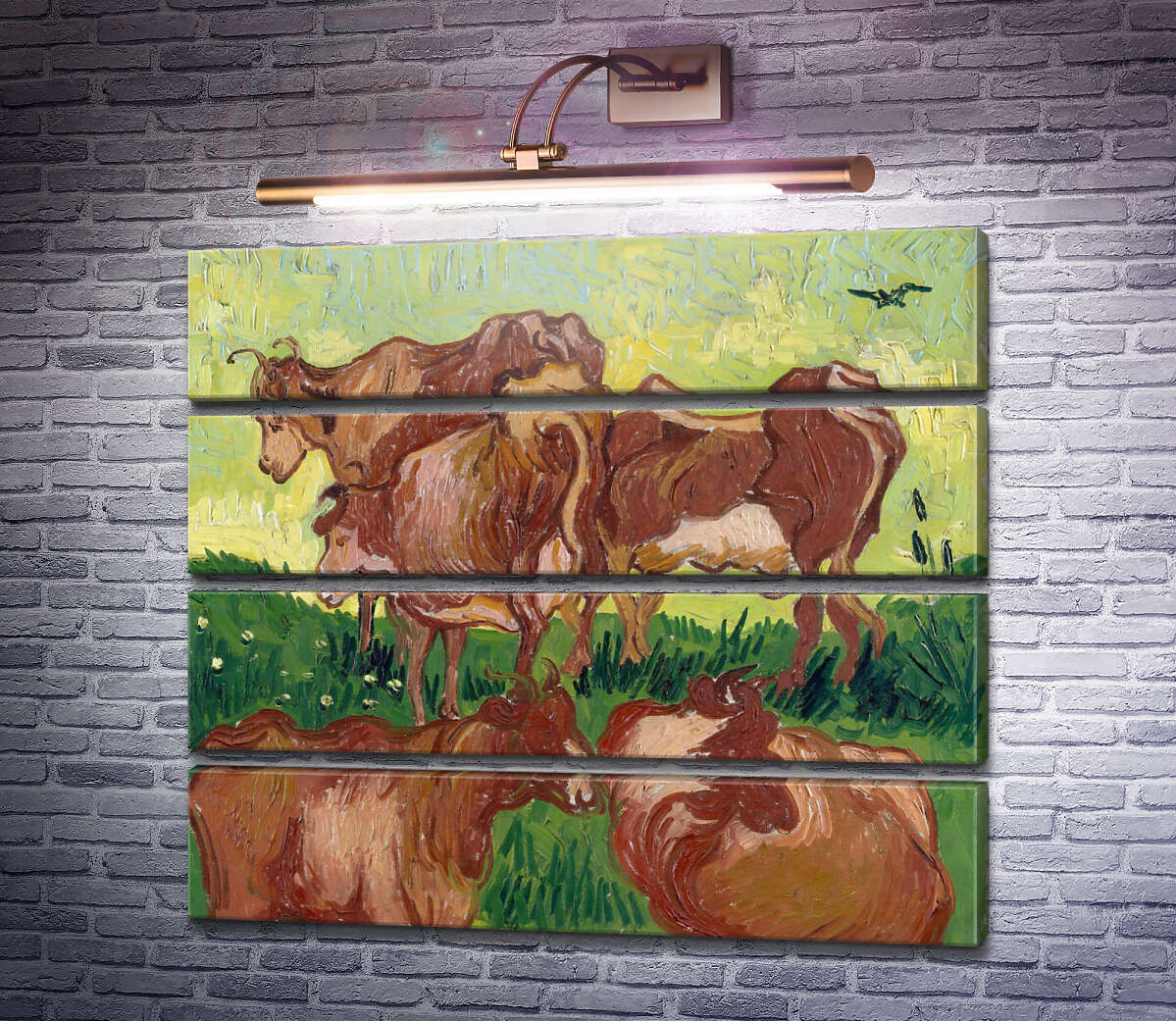 Модульна картина Корови, по роботі Жордена (Cows (after Jorsaens)), 1890 (Модуль №22) Вінсент Ван Гог