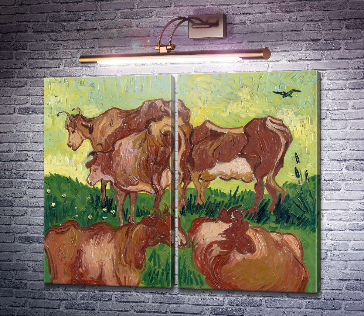 Модульная картина Коровы, по работе Жордэна (Cows (after Jorsaens)), 1890 (Модуль №6) Винсент Ван Гог Модульная картина Коровы, по работе Жордэна (Cows (after Jorsaens)), 1890 (Модуль №6) Винсент Ван Гог