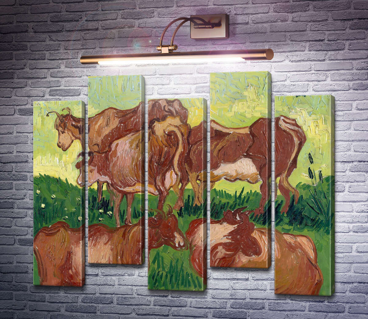 Модульная картина Коровы, по работе Жордэна (Cows (after Jorsaens)), 1890 (Модуль №30) Винсент Ван Гог Модульная картина Коровы, по работе Жордэна (Cows (after Jorsaens)), 1890 (Модуль №30) Винсент Ван Гог